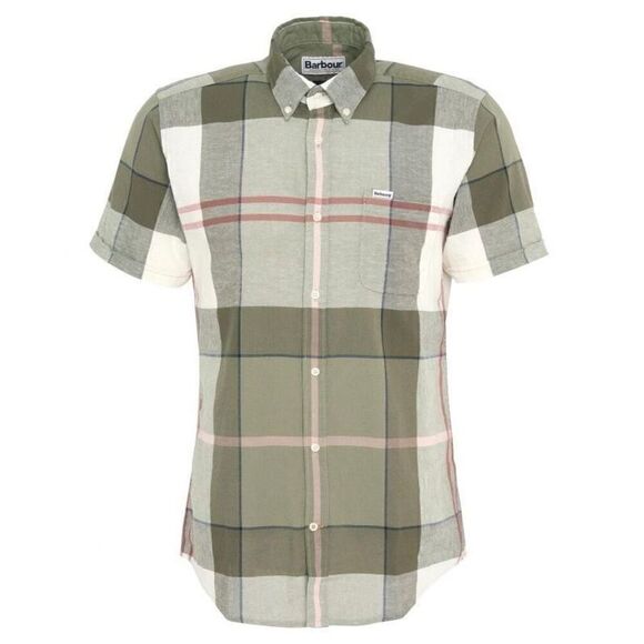 Barbour Douglas Tailored Short-Sleeved Shirt Olive NEW - Picture 1 of 9
